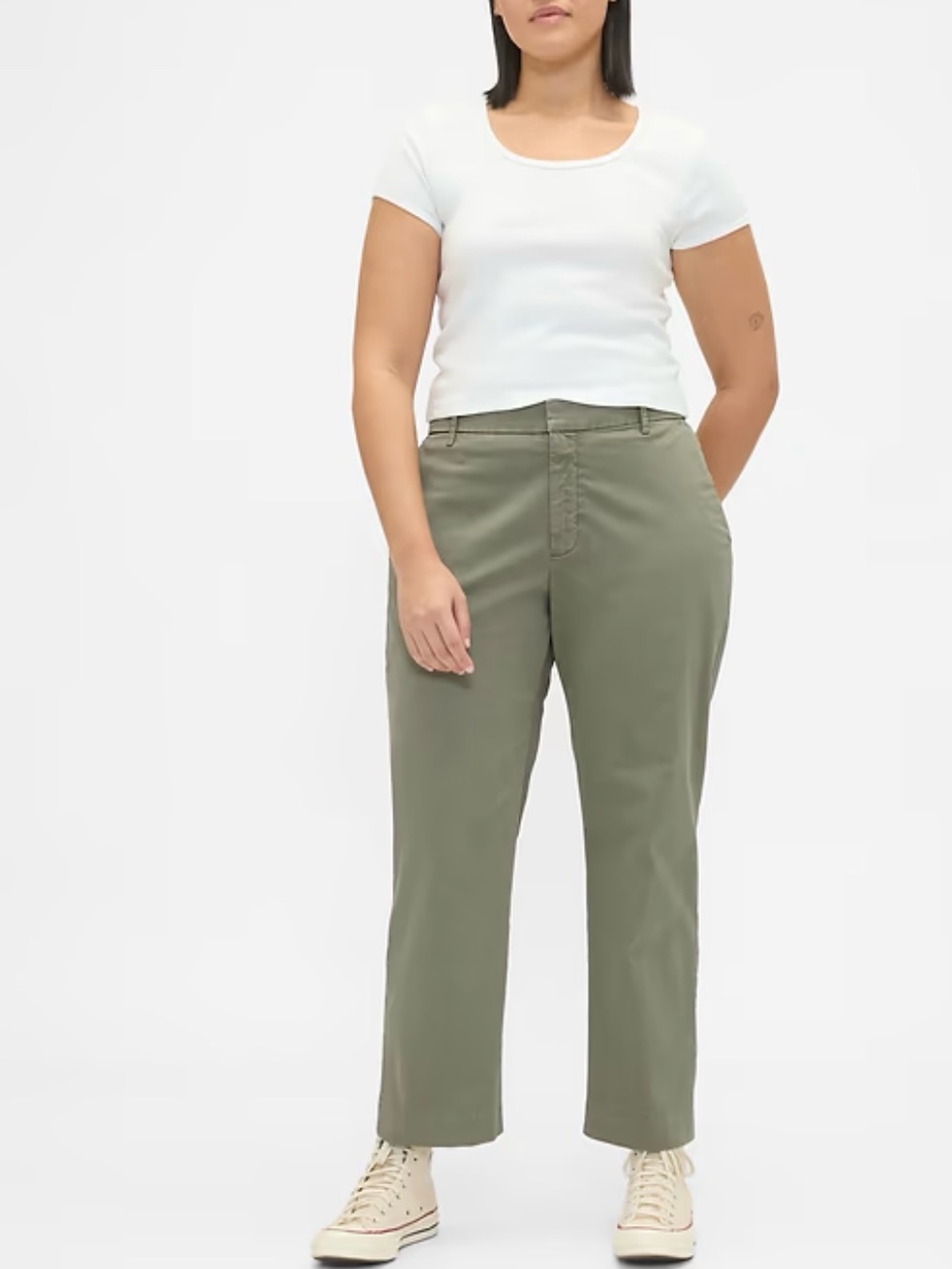 GAP Women’s Tailored Crop Pant - Khaki Green